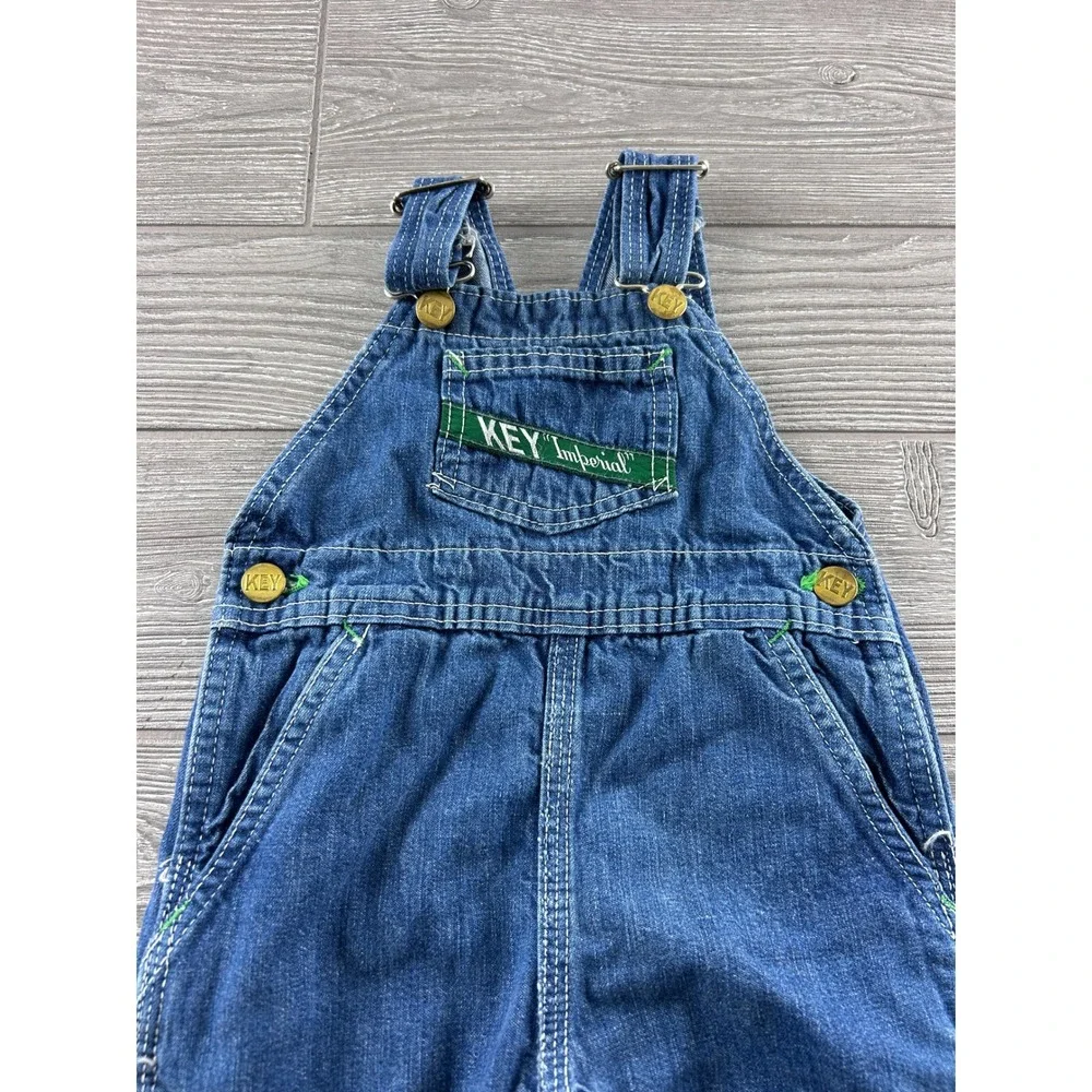 Key Imperial Vintage Baby Denim Overalls Blue 12 Months Workwear Snap Leg